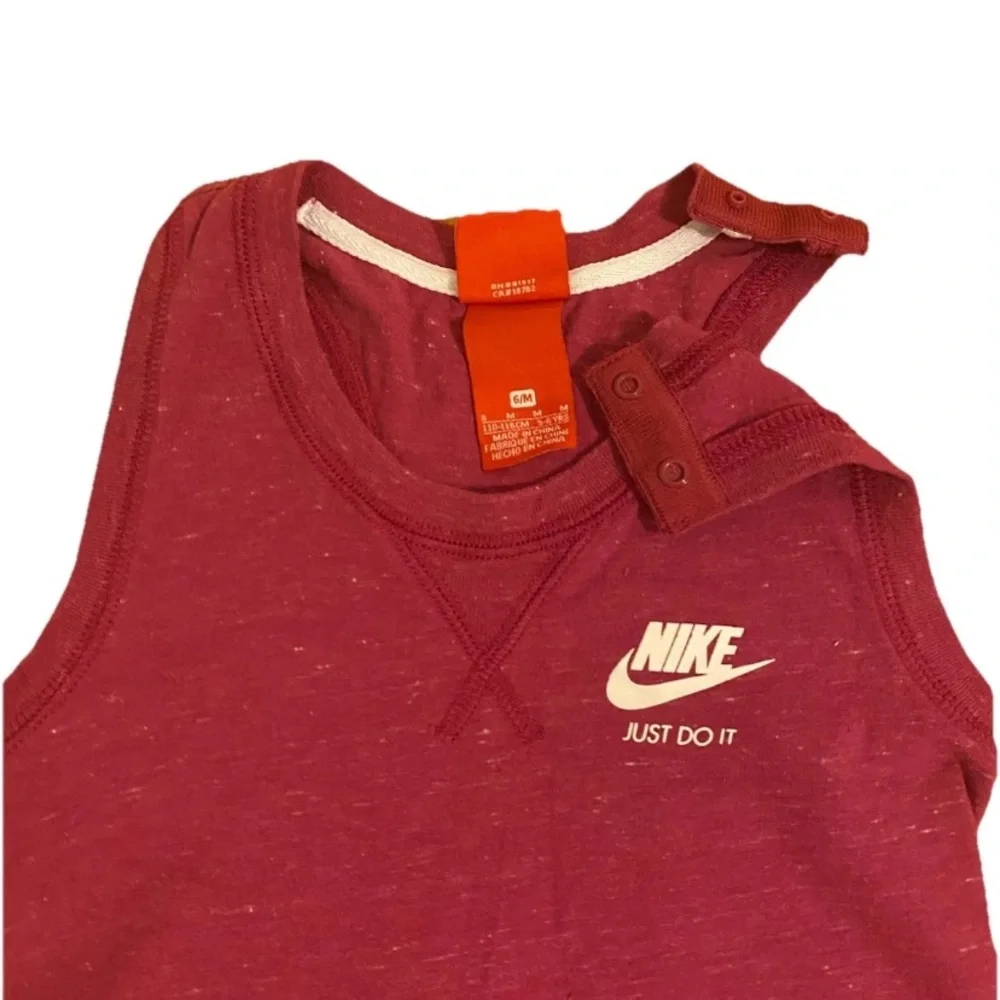 Nike Little Girls Size 5-6 Toddler Fuchsia Pink & White Sleeveless Romper